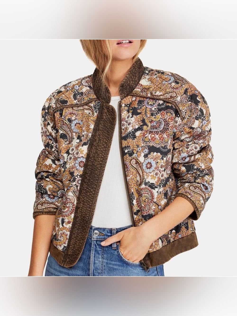 NWOT Free People ‘Great Escape’ Paisley Quilted Jacket- small